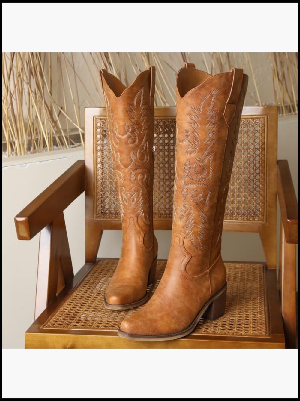 Cowgirl Knee High Pointed Toe Western Boots Chunky Heel Fall Fashion Boots for - Picture 2 of 7